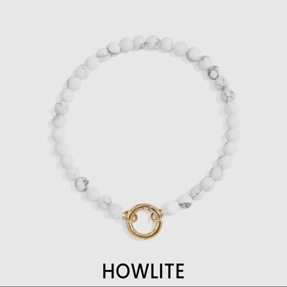 18K Gold Pvd Stainless Steel Semi
Precious Natural Stone Charm Keeper
Bracelet